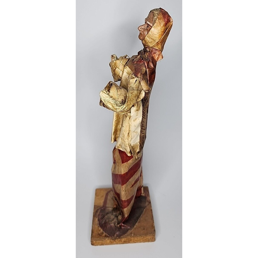 Vintage Folk Art Paper Mache Lady with Two Basket Mexico 12" U189 - Picture 3 of 6